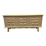 Buffet vintage en ch�ne sabl� avec pieds compas festonn�s, ann�es 1960