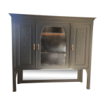 Buffet vitrine 19e patin� noir mat