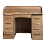 Bureau amricain  cylindre en chne (rnov)