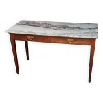 Bureau ancien en marbre et bois avec poignées en laiton Bureau ancien en marbre et bois avec poignées en laiton