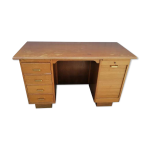Bureau en bois avec classeur  rideau et tablette de rangement, 1950