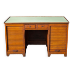 Bureau bois  rideaux et tiroirs coulissants , meuble de rangement, bureau vintage