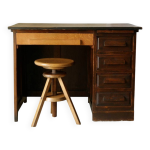 Bureau à caisson en chêne vintage et son tabouret Bureau à caisson en chêne vintage et son tabouret