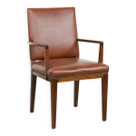 Bureau / chaise d'appoint vintage scandinave en bois et cuir de vache des ann�es 60 / 70