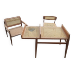 Bureau et chaises cannage acajou dition roset sna