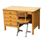 Bureau et chaise vintage en pin Bureau et chaise vintage en pin