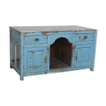 Bureau colonial en teck laqu bleu