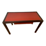 Bureau - console weng / plateau et tiroir en cuir rouge