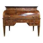 Bureau  cylindre de style louis xvi en acajou flamm