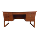Bureau de direction double - face pieds traneau style scandinave vintage en teck des annes 60