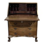 Bureau dos d'�ne anglais galb� en acajou des ann�es 1930