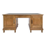 Bureau double face en chne et cuir