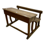 Bureau d'colier en chne dbut xxme avec ses encriers en porcelaine