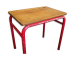 Bureau colier en chne et mtal rouge 1960