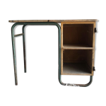 Bureau d'colier mobilor mtal vert et bois vintage