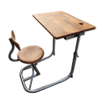 Bureau d'colier vintage en fer et bois
