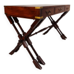 Bureau d'criture militaire anglo - indien vintage  trteaux avec incrustations de laiton