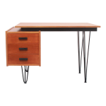 Bureau en pingle  cheveux des annes 1950 en teck des pays - bas
