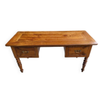 Bureau louis philippe en merisier avec 2 tiroirs du xix me siecle