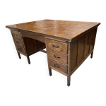 Bureau de ministre en chne massif avec marqueterie annes 1930