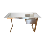 Bureau moderniste en inox de paul legeard pour domaine. 1970
