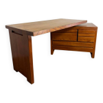 Bureau en orme massif pierre chapo b19e - design iconique des années 6 Bureau en orme massif pierre chapo b19e - design iconique des années 6