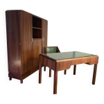 Bureau en palissandre , fauteuil et bibliothque
