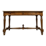 Bureau plat de centre style louis xvi en noyer massif, vers 1850