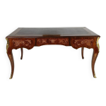 Bureau plat double face en acajou et palissandre de style louis xv