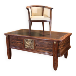 Bureau plat et fauteuil de direction art déco signés jules cayette Bureau plat et fauteuil de direction art déco signés jules cayette