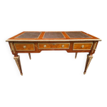 Bureau plat de style louis xvi - vers 1880 - en acajou et placage d'acajou