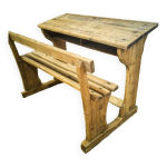 Bureau pupitre d'colier double en bois