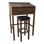 Bureau de secrétaire avec tabouret en macasar des années 60 Bureau de secrétaire avec tabouret en macasar des années 60