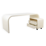 Bureau et son cartonnier en contreplaqué laqué blanc. années 1970. Bureau et son cartonnier en contreplaqué laqué blanc. années 1970.
