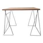 Bureau table compos d un plateau en bois et ses 2 trteaux chroms vintage