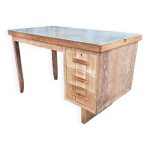 Bureau vintage en ch�ne lasur� � 3 tiroirs a caisson