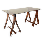 Bureau vintage marcello gacita et pierre tiberi en verre fum et plexiglas