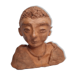 Buste de dentellire en terre cuite, 24 cm
