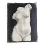 Buste de diane neo classique dessin fusain acadmique d'atelier 1925