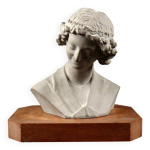 Buste en terre cuite de l'ange au sourire de la cathdrale de reims avec socle