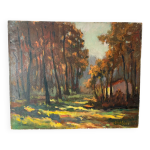 Cabane dans la for�t, huile sur panneau, sign�e h classens