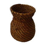 Cache pot ancien en fibres vgtales tresses