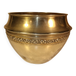 Cache pot ancien en laiton dor