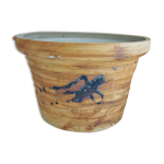 Cache pot céramique tachiste , signé la poterie du colombier, la colombe, années 70 Cache pot céramique tachiste , signé la poterie du colombier, la colombe, années 70