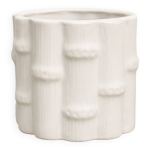 Cache - pot en fa�ence blanche a d�cor bambou sign� num�rot�