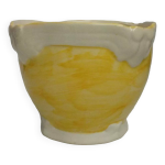 Cache pot en faience decor peinture au torchon