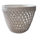 Cache pot en faience tresse 1950