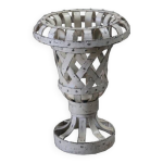 Cache pot fonte vase fleur ancien metal blanc decoration jardin inde 4, 6kg