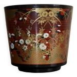 Cache - pot laqu� � motifs asiatiques vintage