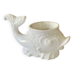 Cache - pot poisson en cramique blanche